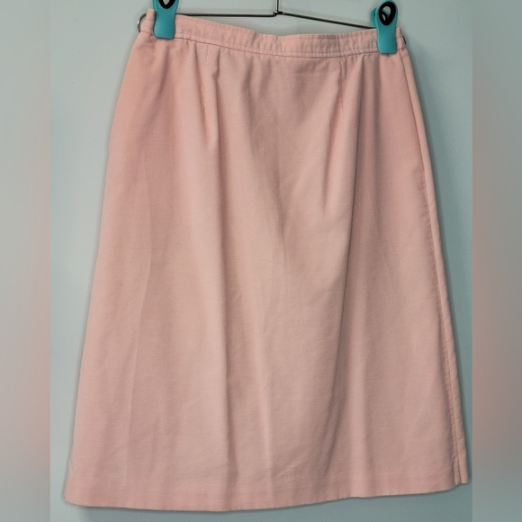 Vintage Suburban Petites Pastel Pink Corduroy Pencil Skirt w/Pockets Barbie Core - Picture 1 of 8